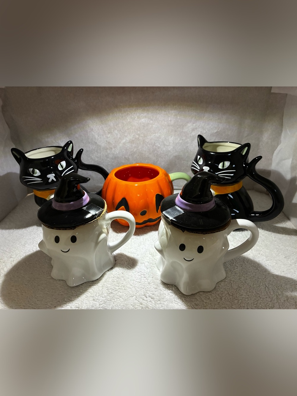 Hyde&eek Halloween Ceramic Ghost and Pumpkin Mug Set - White and Orange - Picture 3 of 3